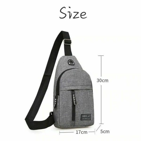 Mens Sling Bag Cross Body Handbag Chest Bag Shoulder Pack Sports Travel Backpack Gray - Image 4