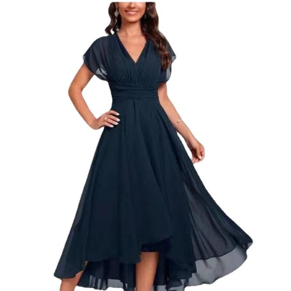 European And American Fashion Chiffon V-neck Patchwork Dress - Image 6