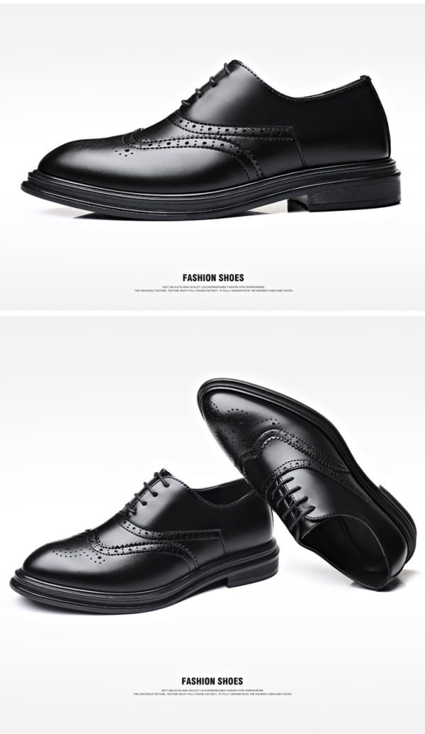 Autumn And Winter Brogue Men's Business Leather Shoes - Image 8
