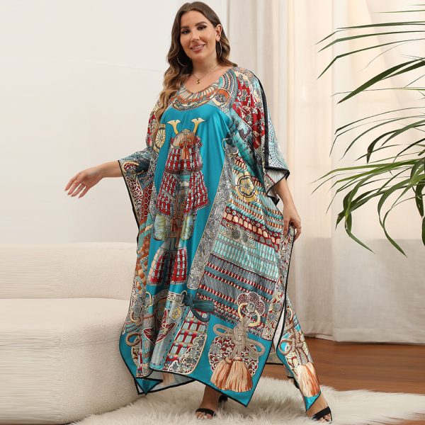 Beach Cover-up Bat Sleeve Vacation Style Retro Style - Image 2