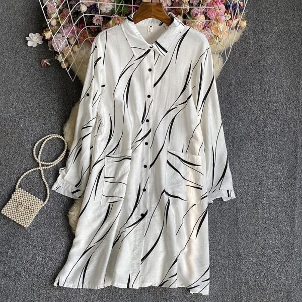 Women's Versatile Striped Long Sleeved Dress - Image 4