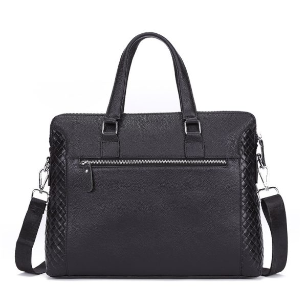 Men's Briefcase Genuine Leather 14-inch Laptop Bag Horizontal Cowhide Business Office Bag - Image 6