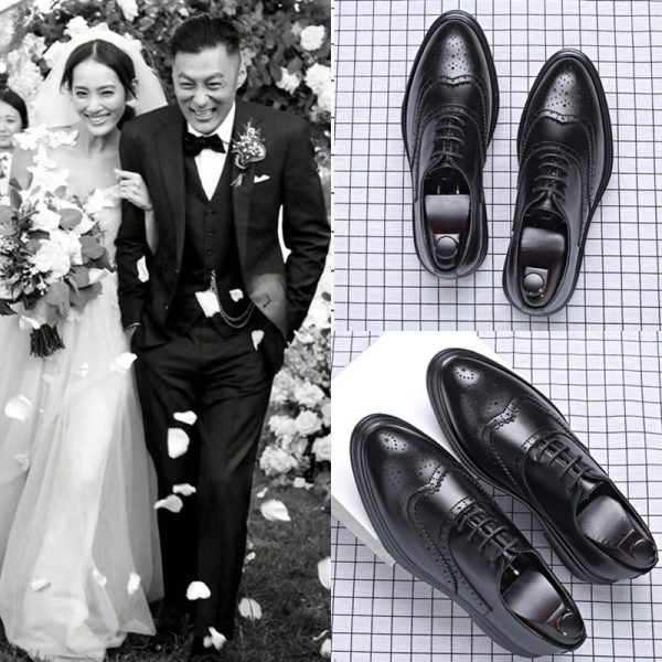 Autumn And Winter Brogue Men's Business Leather Shoes - Image 3