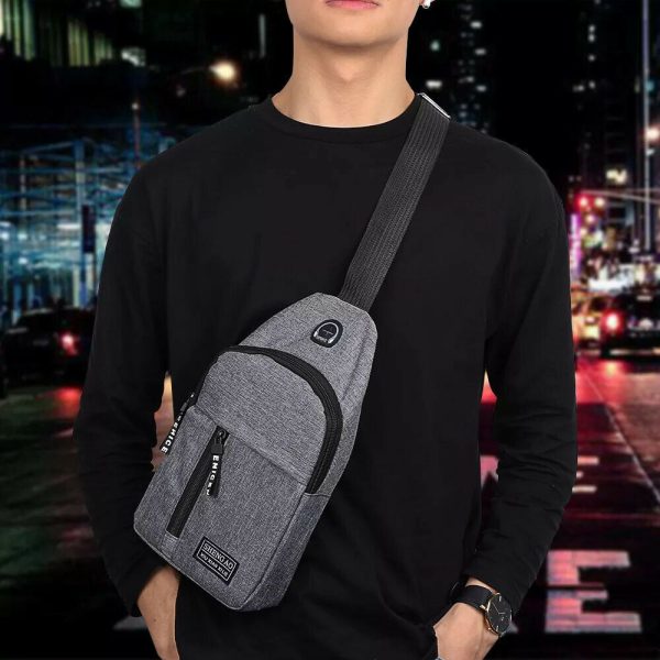 Mens Sling Bag Cross Body Handbag Chest Bag Shoulder Pack Sports Travel Backpack Gray - Image 10