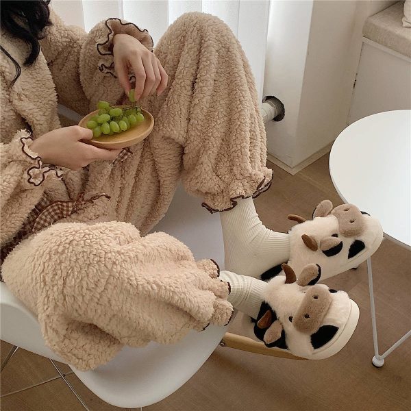 Cute Cow Animal Slipper For Women Girls Fashion Kawaii Soft Fluffy Winter Warm Slippers Woman Cartoon Milk Cow House Slippers Funny Shoes - Image 7