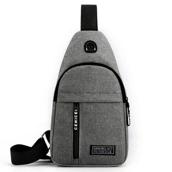 Mens Sling Bag Cross Body Handbag Chest Bag Shoulder Pack Sports Travel Backpack Gray - Image 6