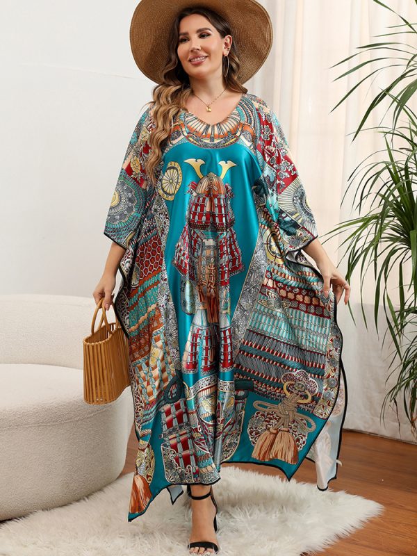 Beach Cover-up Bat Sleeve Vacation Style Retro Style - Image 7