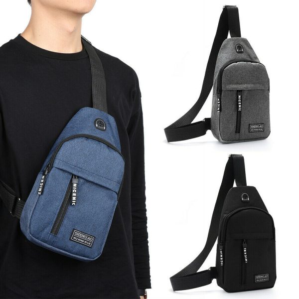 Mens Sling Bag Cross Body Handbag Chest Bag Shoulder Pack Sports Travel Backpack Gray - Image 7