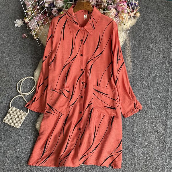 Women's Versatile Striped Long Sleeved Dress - Image 9