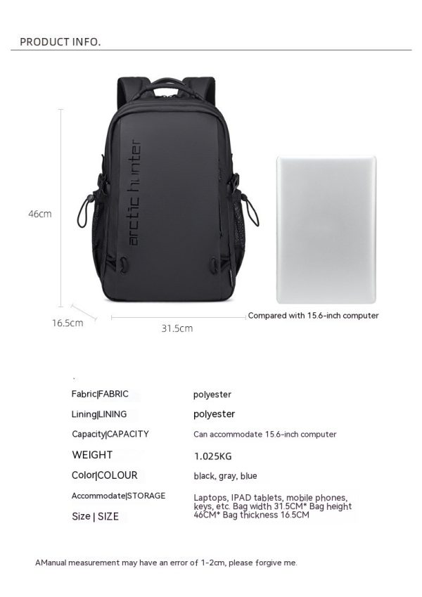 Large Capacity Men's Waterproof Daily Commuter Backpack - Image 10