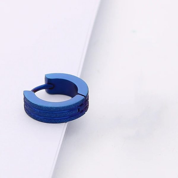Titanium Steel Double-line Sand-pressed Frosted Stainless Steel Round Earrings - Image 6