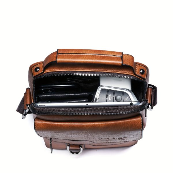 Men's New Shoulder Bag, Crossbody Bag For Men Messenger Bag Handbag, PU Leather Purse Messenger Crossbody Bags Casual New Product With Card Bag, PU Material With Card Holder Wallet - Image 5