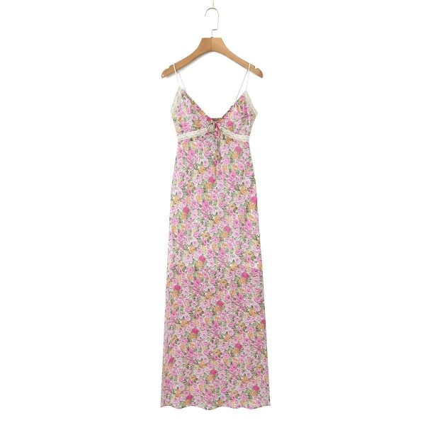 European And American Ins Blogger V-neck Lace Floral Slip Dress - Image 3