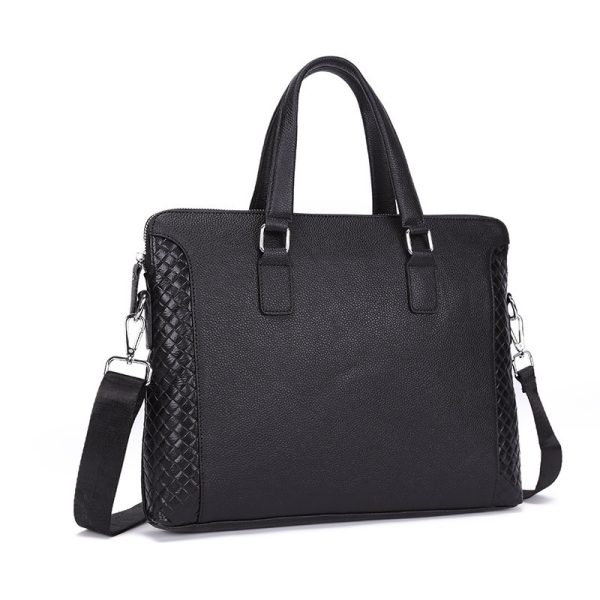 Men's Briefcase Genuine Leather 14-inch Laptop Bag Horizontal Cowhide Business Office Bag - Image 4