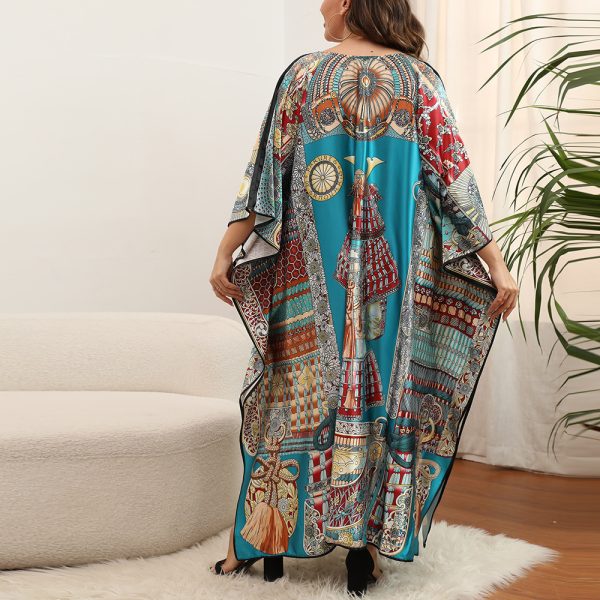 Beach Cover-up Bat Sleeve Vacation Style Retro Style - Image 3