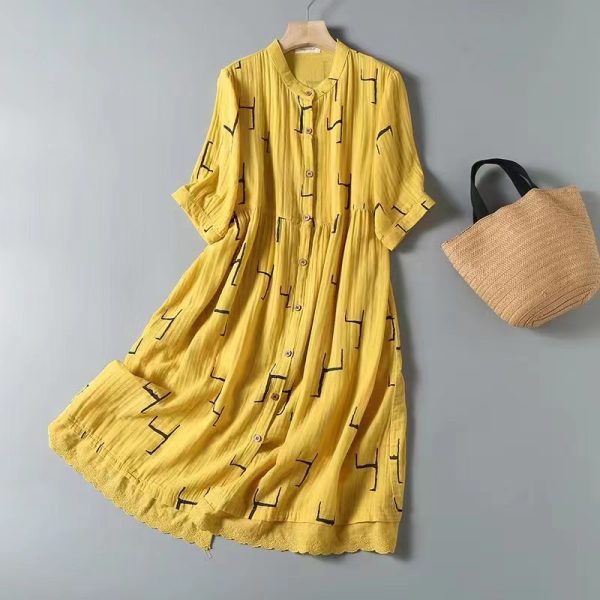 Korean Style Double-layer Cotton Yarn Retro Dress Women - Image 8