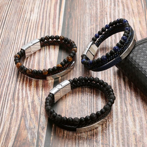 Men's Stainless Steel Bracelet Magnetic Buckle