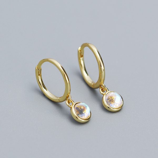 S925 Sterling Silver Pendant Ear Clip Synthetic Moonstone Agate Blue Turquoise Earrings Women - Image 7