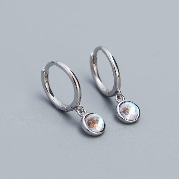 S925 Sterling Silver Pendant Ear Clip Synthetic Moonstone Agate Blue Turquoise Earrings Women - Image 6