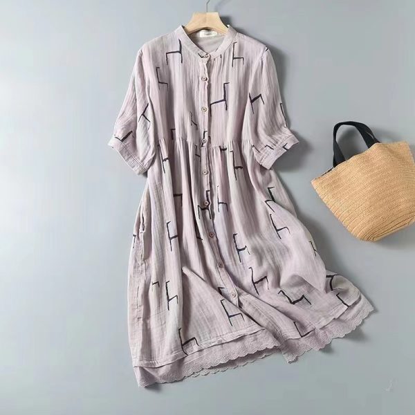 Korean Style Double-layer Cotton Yarn Retro Dress Women - Image 10