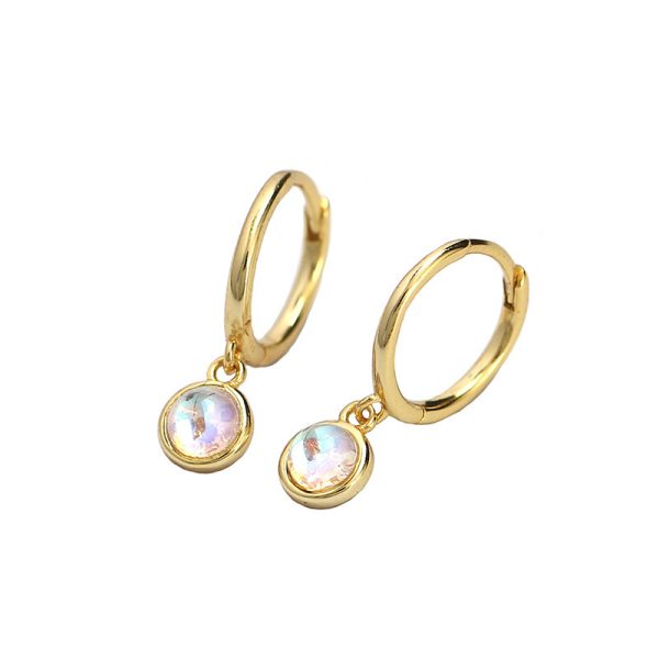 S925 Sterling Silver Pendant Ear Clip Synthetic Moonstone Agate Blue Turquoise Earrings Women - Image 5