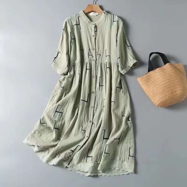 Korean Style Double-layer Cotton Yarn Retro Dress Women - Image 7