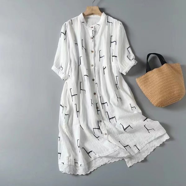 Korean Style Double-layer Cotton Yarn Retro Dress Women - Image 9