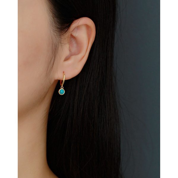 S925 Sterling Silver Pendant Ear Clip Synthetic Moonstone Agate Blue Turquoise Earrings Women - Image 2