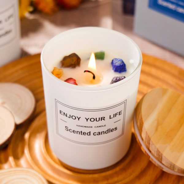 Natural Crystal Stone Aromatherapy Candle Soy Wax Smokeless Candles Gift Box Christmas Hand Gift - Image 5