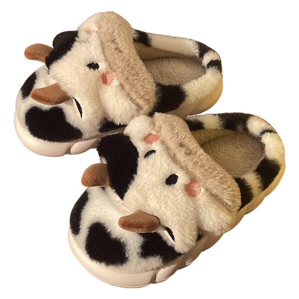 Cute Cow Animal Slipper For Women Girls Fashion Kawaii Soft Fluffy Winter Warm Slippers Woman Cartoon Milk Cow House Slippers Funny Shoes - Image 10