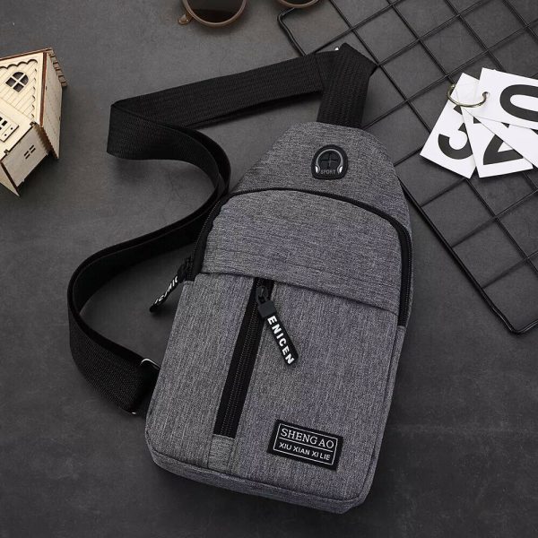 Mens Sling Bag Cross Body Handbag Chest Bag Shoulder Pack Sports Travel Backpack Gray - Image 5