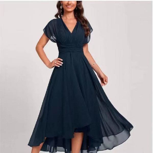 European And American Fashion Chiffon V-neck Patchwork Dress - Image 4