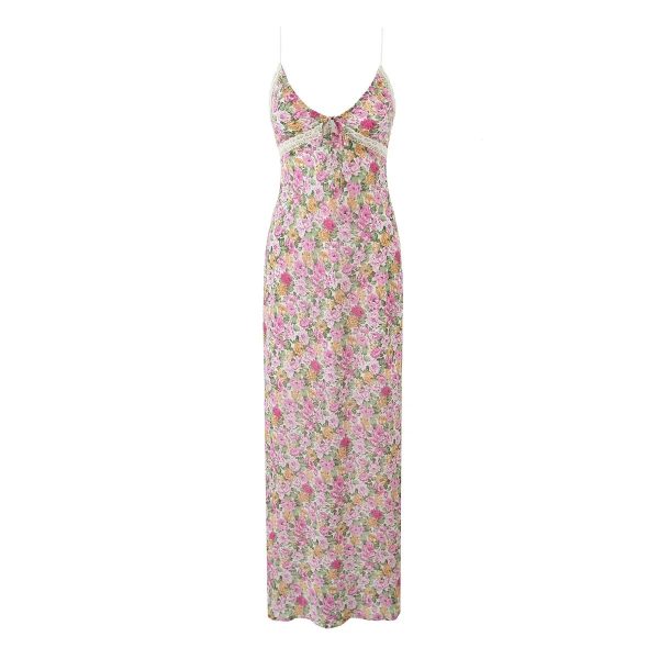 European And American Ins Blogger V-neck Lace Floral Slip Dress - Image 5