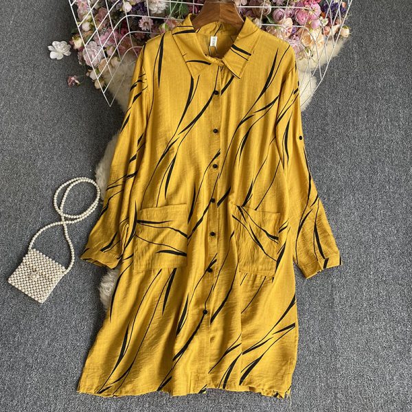 Women's Versatile Striped Long Sleeved Dress - Image 5