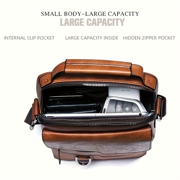 Men's New Shoulder Bag, Crossbody Bag For Men Messenger Bag Handbag, PU Leather Purse Messenger Crossbody Bags Casual New Product With Card Bag, PU Material With Card Holder Wallet - Image 8