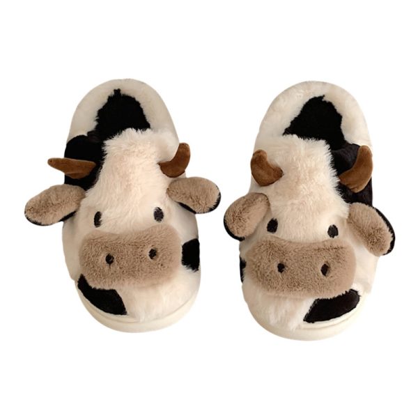Cute Cow Animal Slipper For Women Girls Fashion Kawaii Soft Fluffy Winter Warm Slippers Woman Cartoon Milk Cow House Slippers Funny Shoes - Image 8
